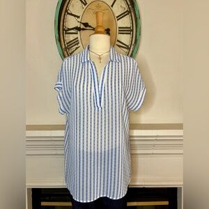 Gray LA-Blue Striped Women's Blouse